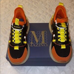 Mazino: Orange and Black Sneakers
